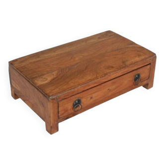 Table meuble de metier marron petite chevet vieux teck tiroir piece d'origine inde