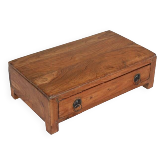 Table furniture de metier brown small bedside old teak drawer piece of origin india