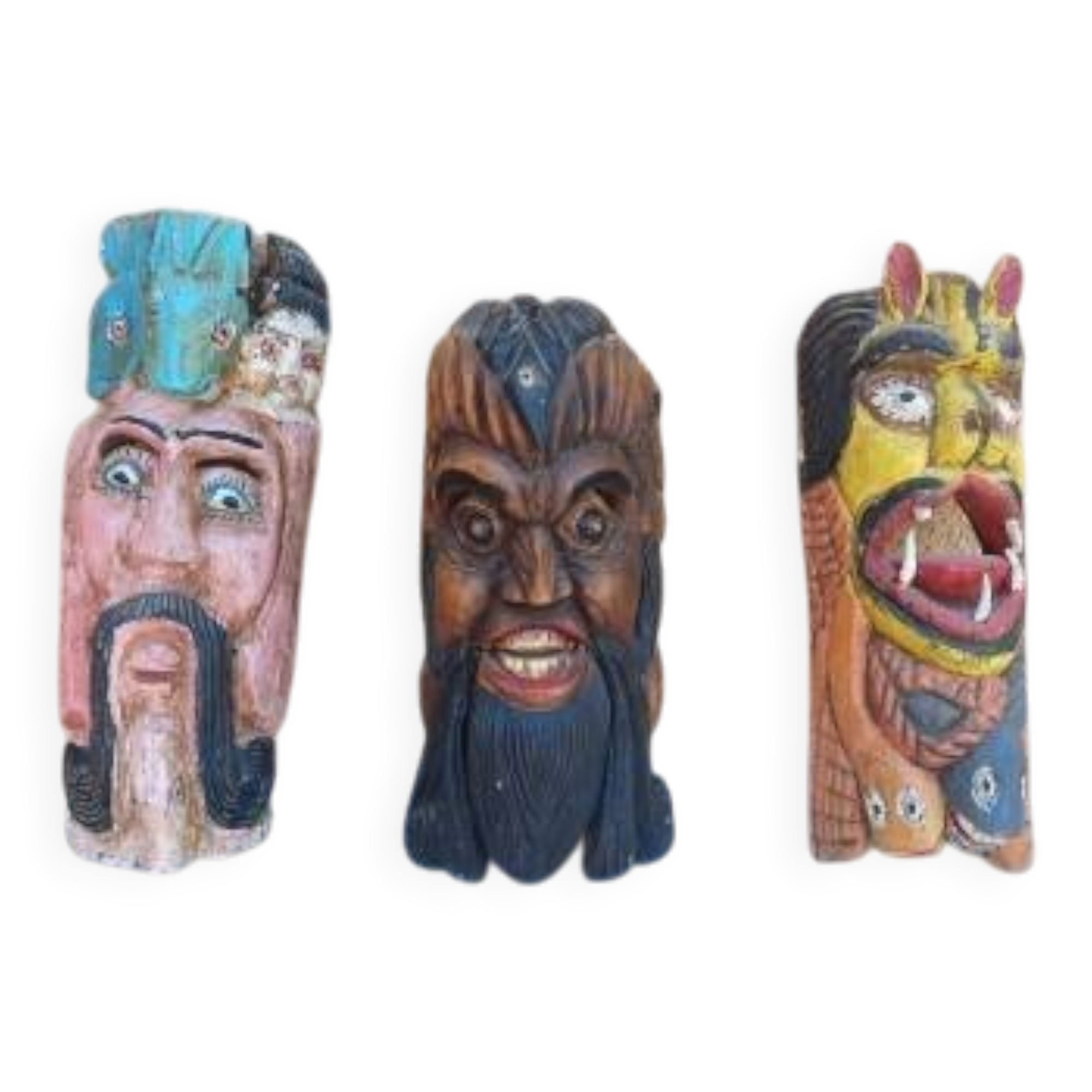 3 ethnic tribal wooden masks 19th century