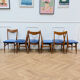 Set of 6 Scandinavian chairs in oak and blue fabric.