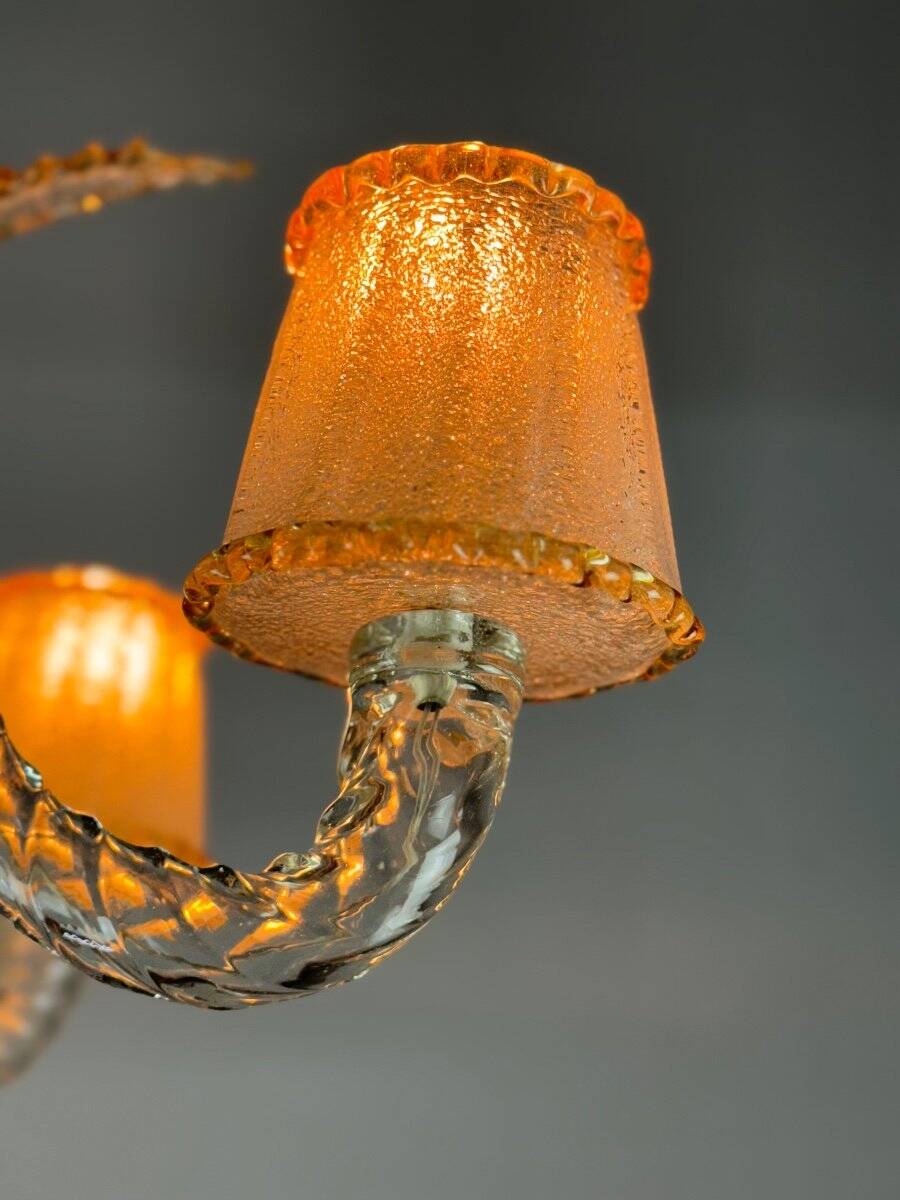 Venetian chandelier in colorless and gilded Murano glass circa 1950