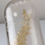 French Art Nouveau Uranium Glass Bottle with Applied Amber Leaves, c. 1900