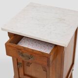 Art Deco nightstand in oak with Carrara marble top, France 1930s