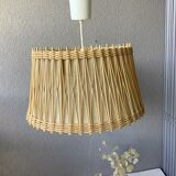 Boho chic rattan and burlap pendant light