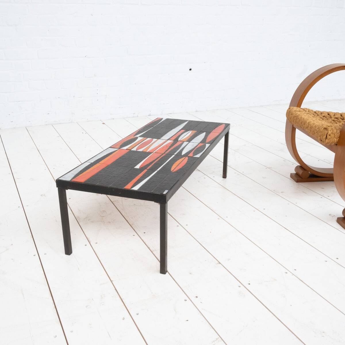 CERAMIC NAVETTE COFFEE TABLE BY ROGER CAPRON 1960