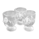Set of 3 transparent glass hens Arcopal 70s