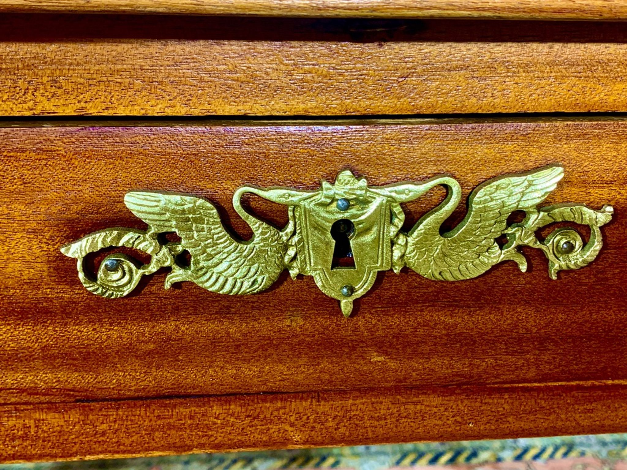 Empire style desk return from egypt double sided in mahogany and gilded bronzes year 1900