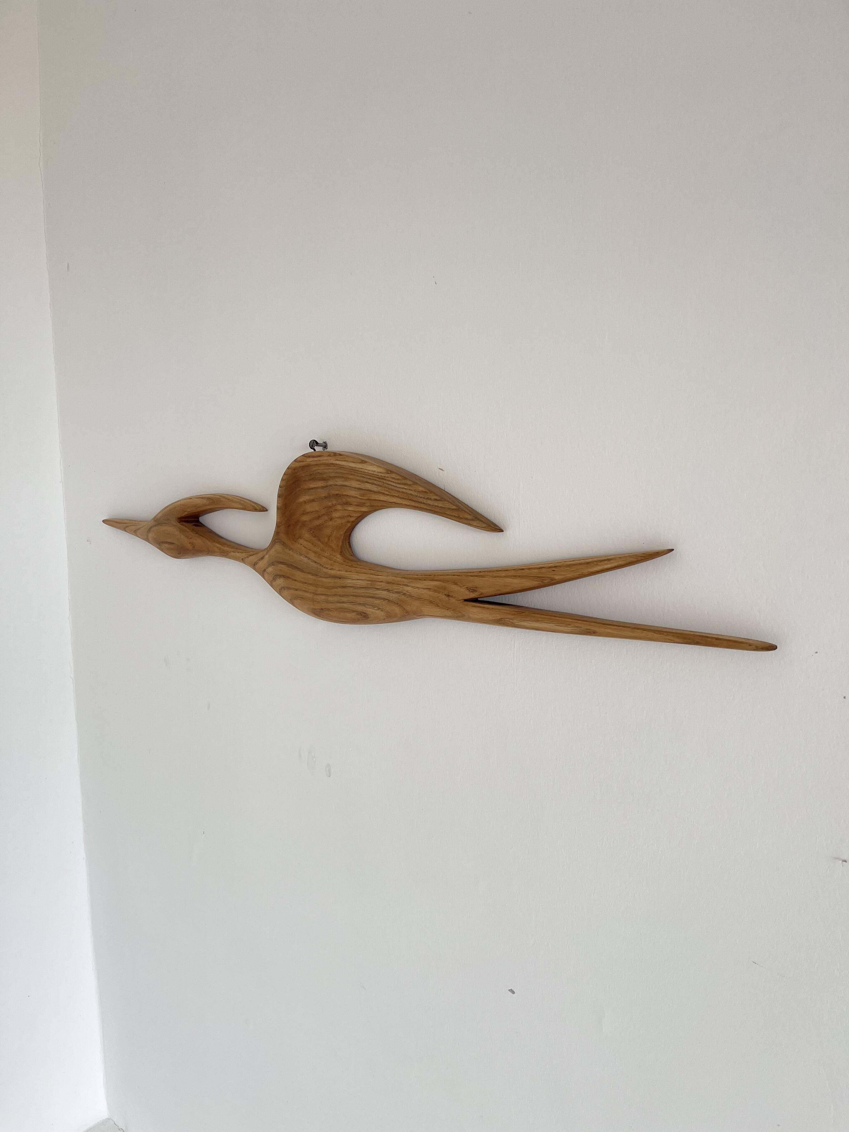 Vintage Teak Wood Wall Bird, 1960s