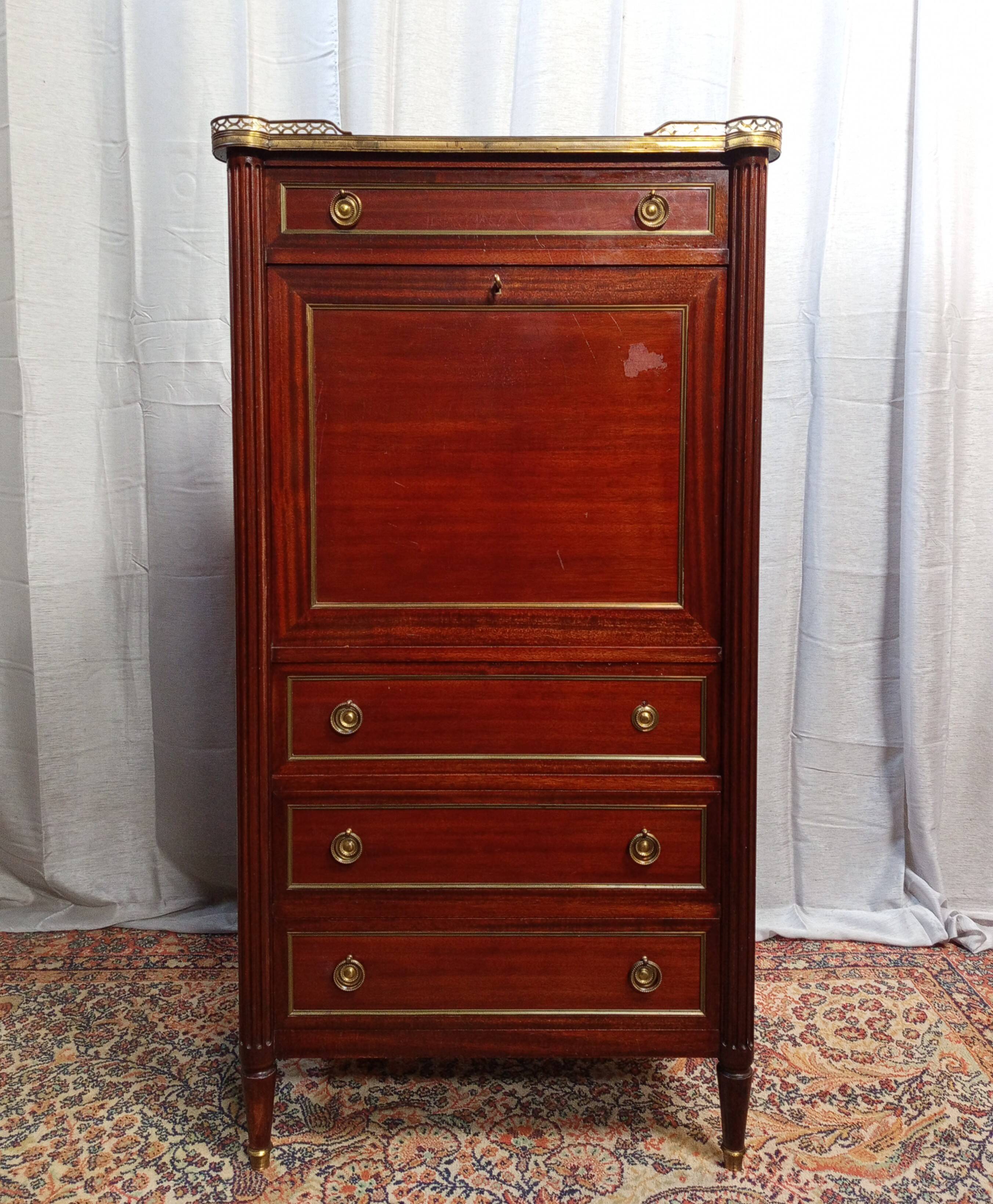 Maurice HIRSH for Maison Jansen Louis XVI style mahogany secretary