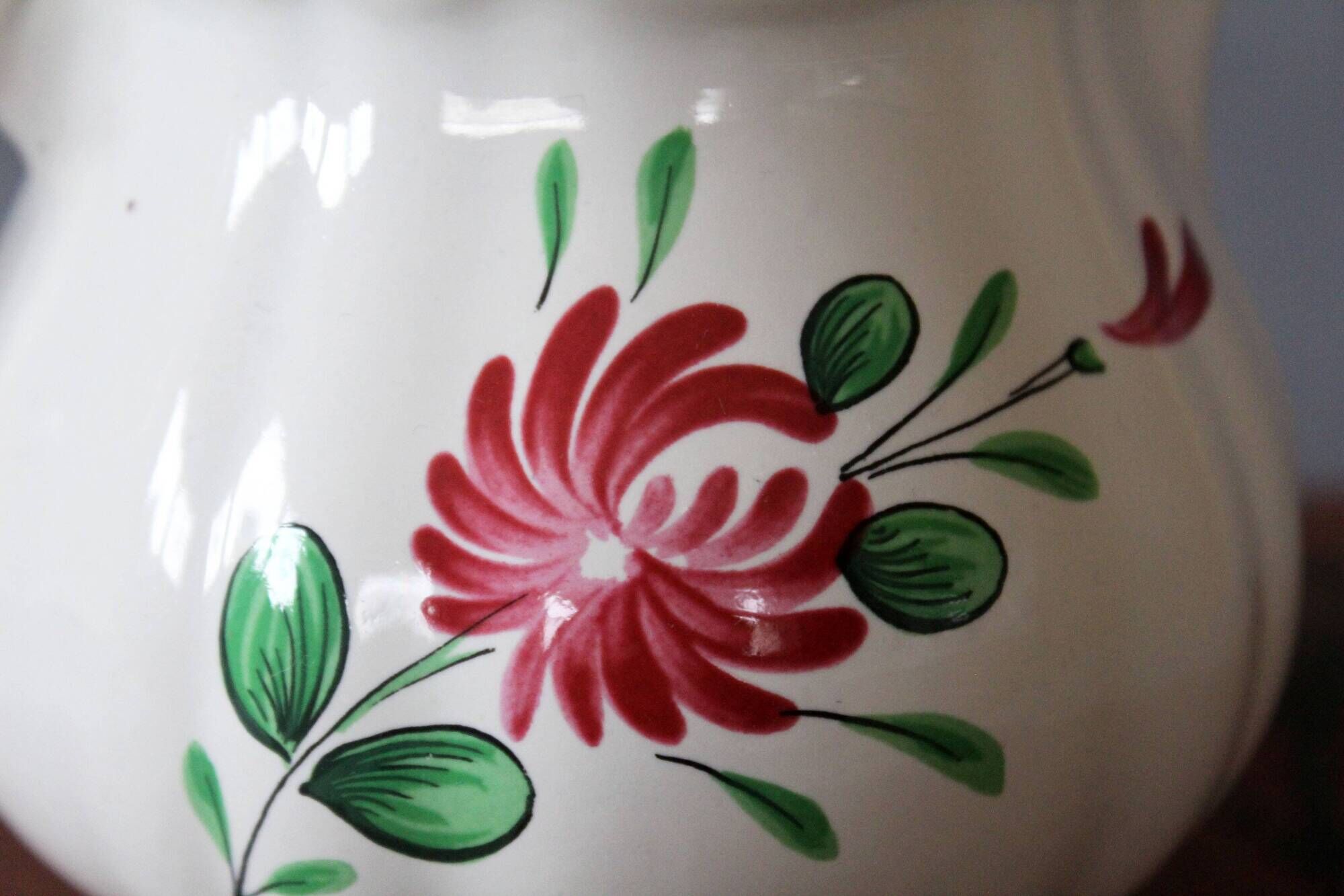 Large vintage ceramic milk jug, Saint Clément France, Le Coq motif