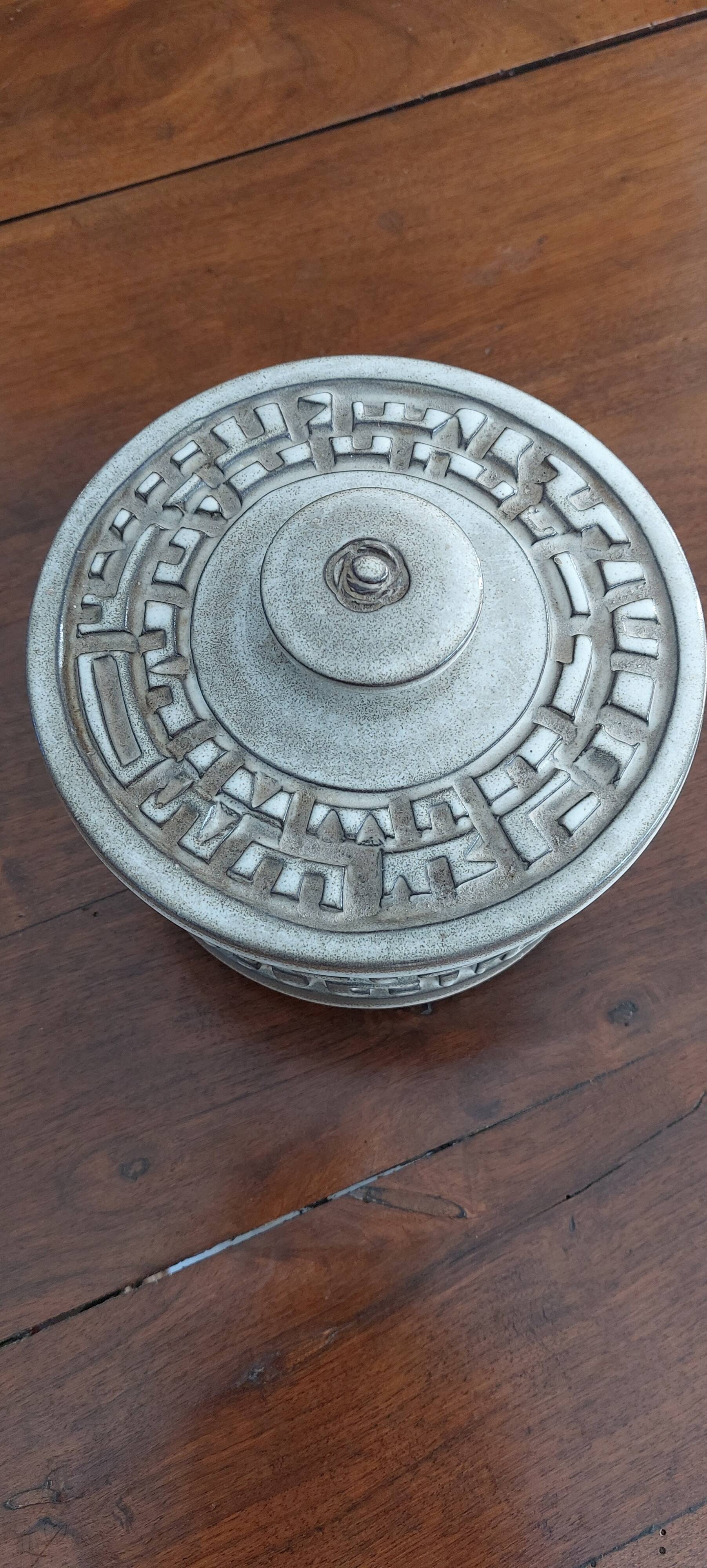 Vallauris ceramic box, 1960s, signed Huguette Bessone