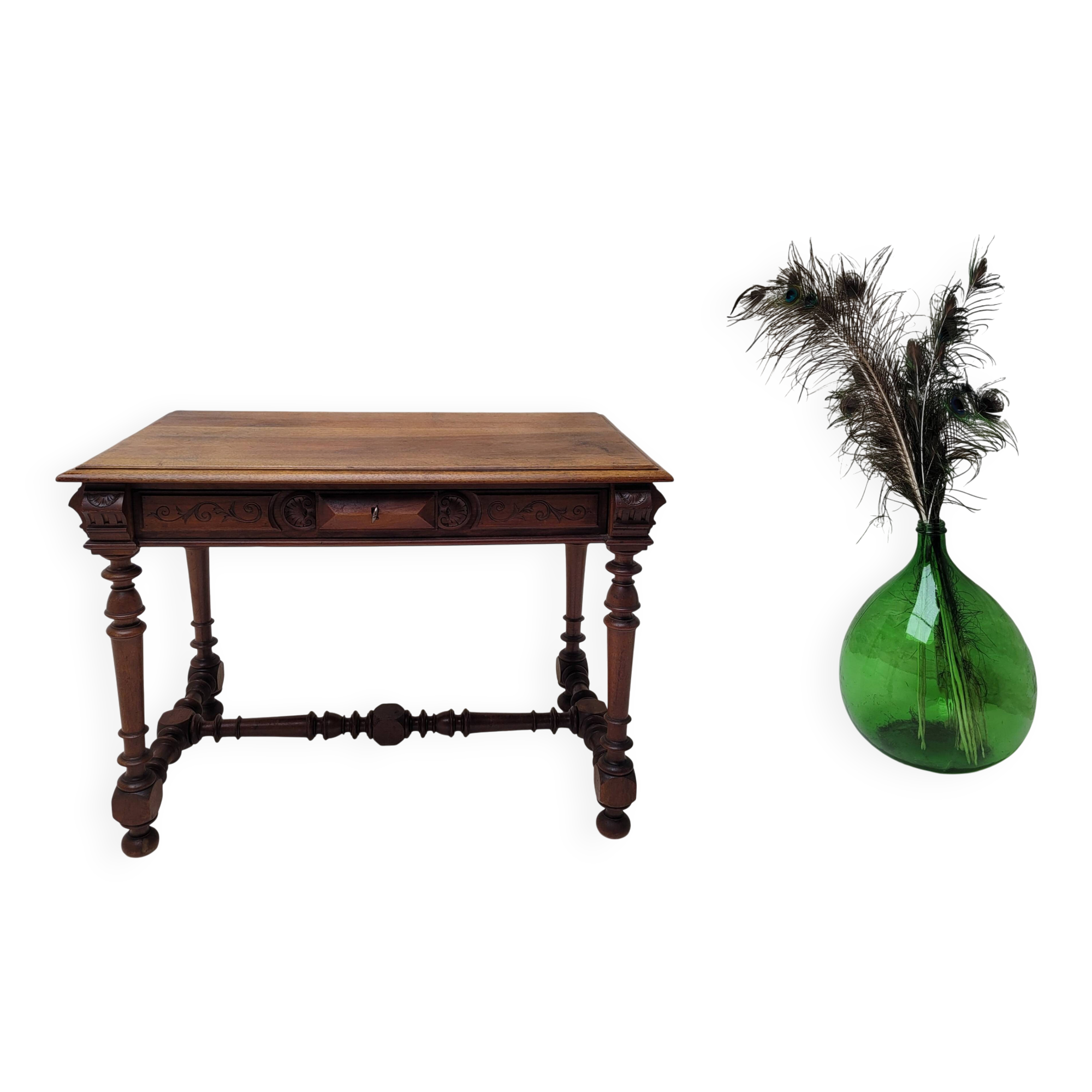 Ancienne table a ecrire bois perlé Louis XIII