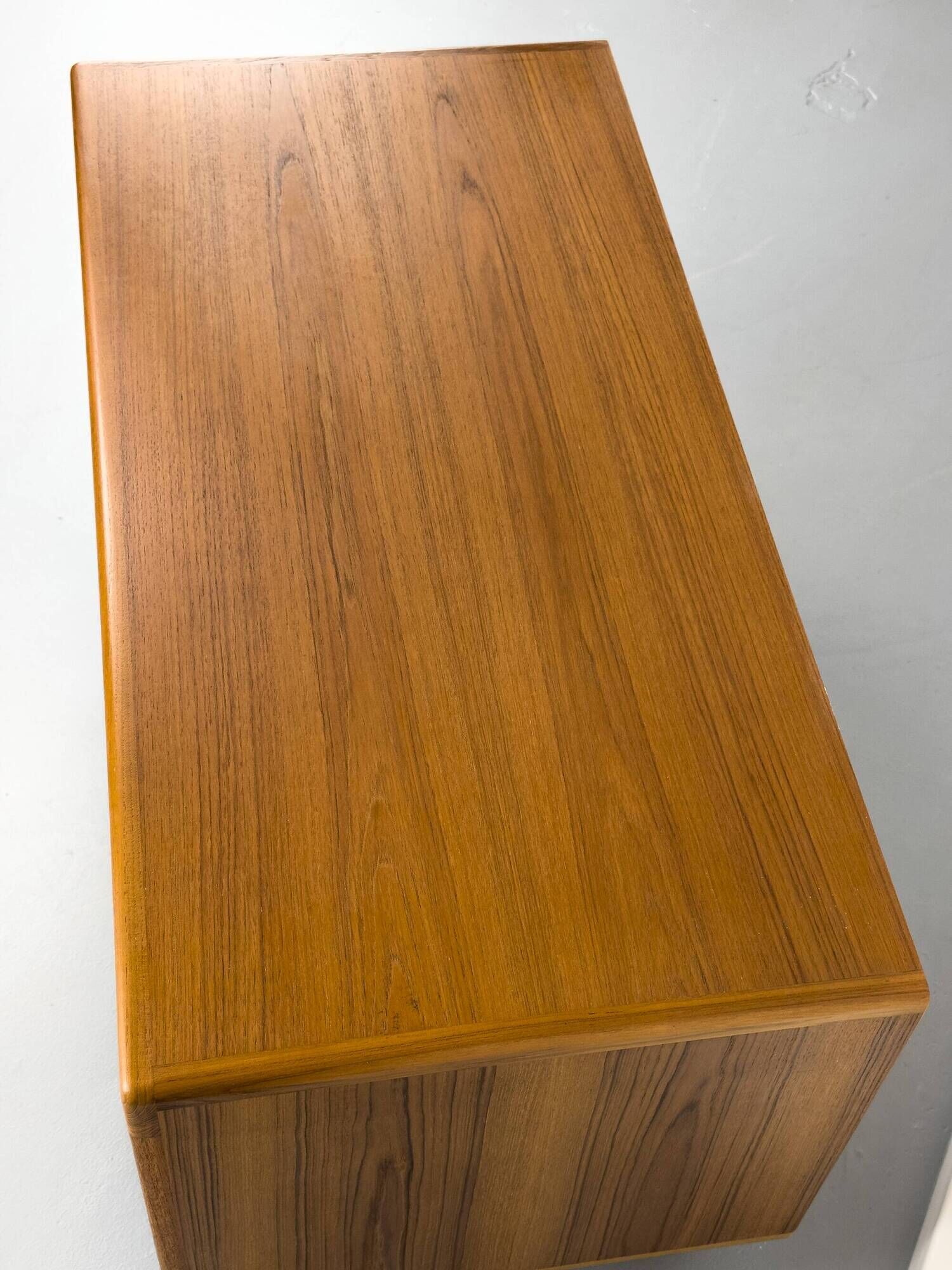 Low Teak Sideboard with Tambour Doors from CFC Silkeborg, 1970s