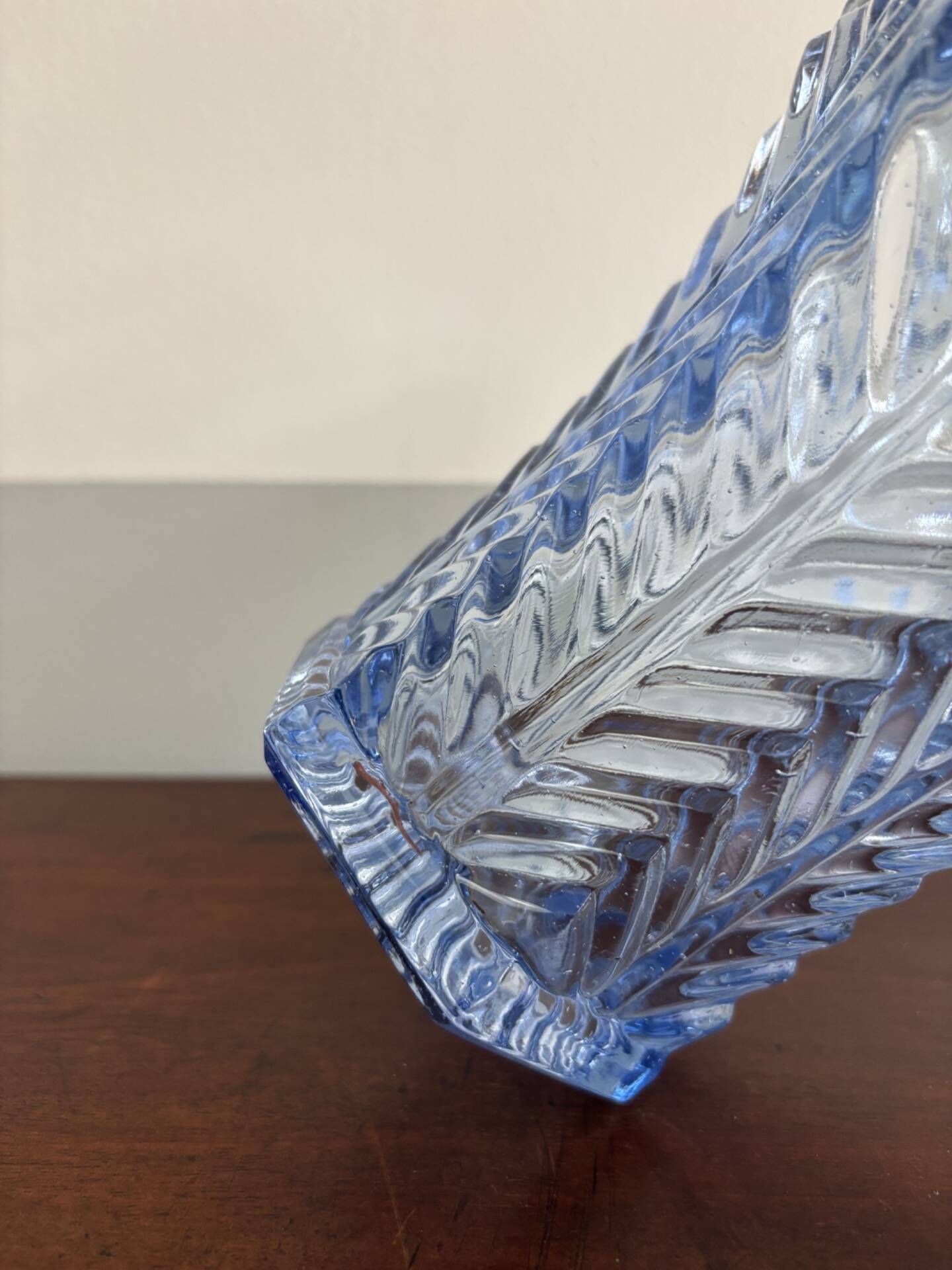 Textured blue glass vase
