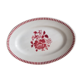 Ancien plat ovale en faïence luneville modèle evian décor floral