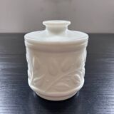White pot with plant decoration