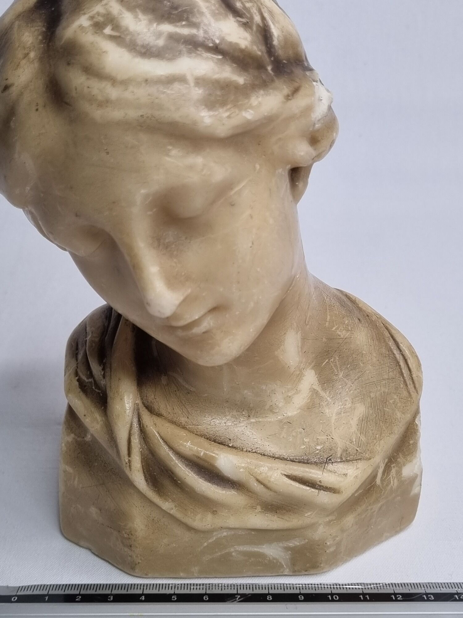 Bust of a young woman in Florentine style wax, 19 cm