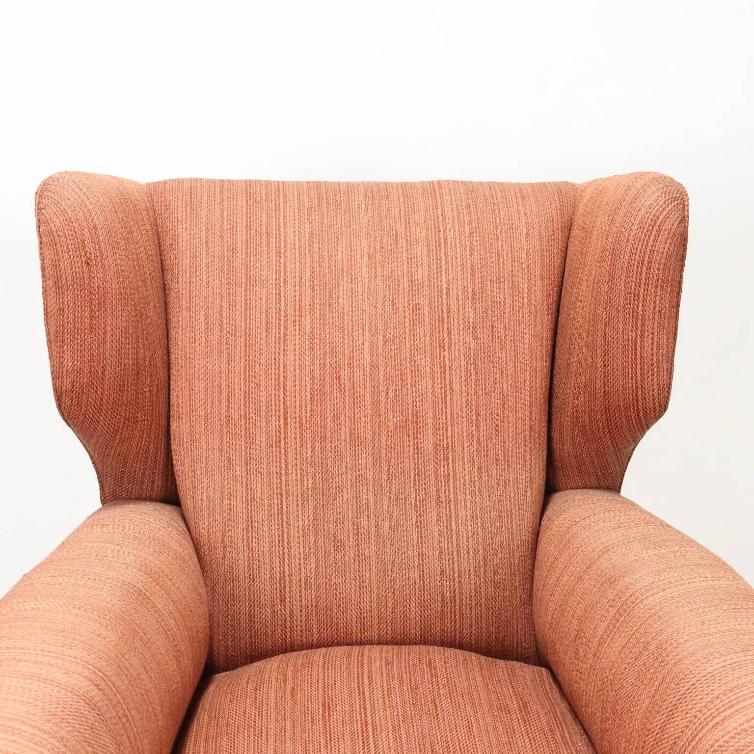 Vintage bergère armchair in wood and fabric, Italy, 1950s-1960s