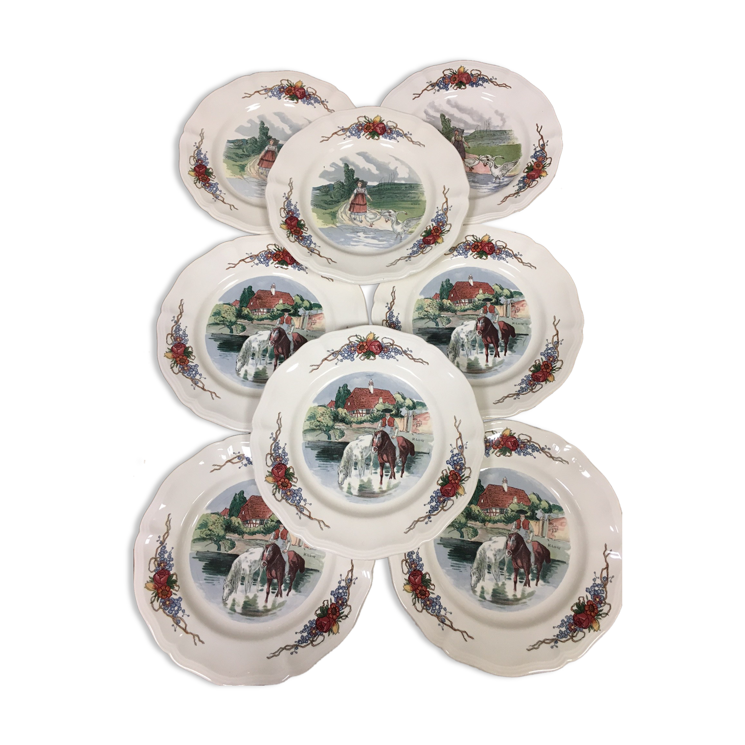 8 dessert plates Obernai Sarreguemines France