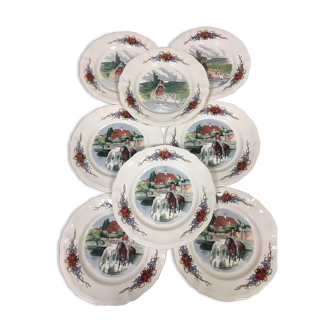 8 dessert plates Obernai Sarreguemines France