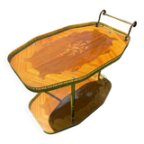 60s marquetry rolling bar trolley
