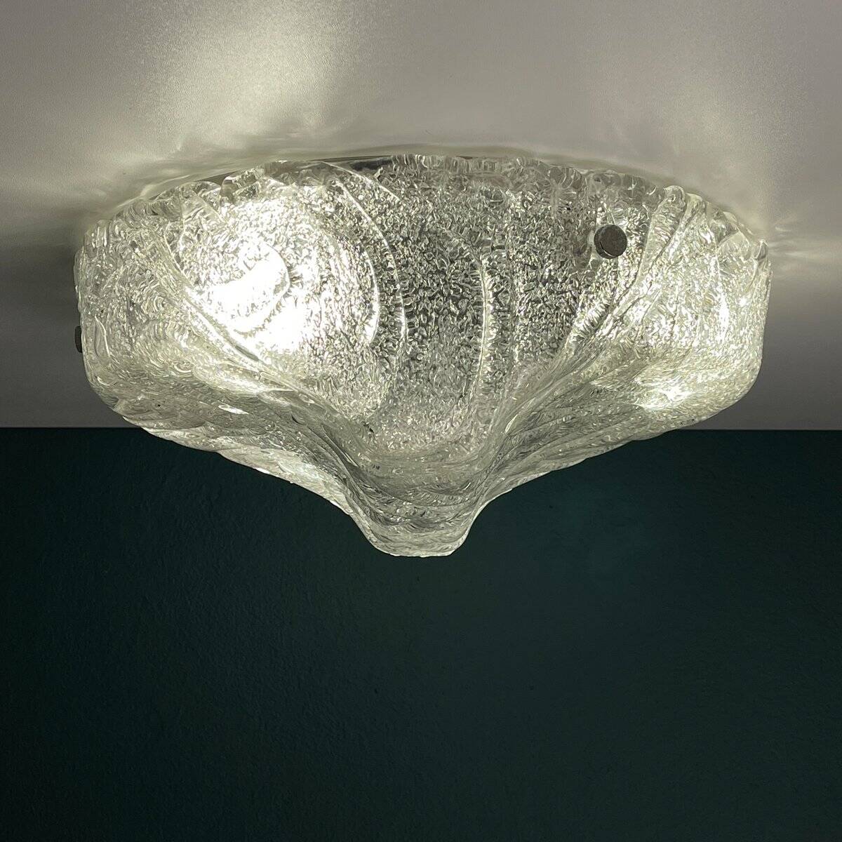Large frosted glass ceiling lamp attributed to J.T. Kalmar, Austria, 1960s.