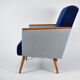 Vintage armchair 60s, DDR, renovation, velvet, houndstooth, blue
