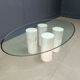 Vintage travertine and glass coffee table, 1970s