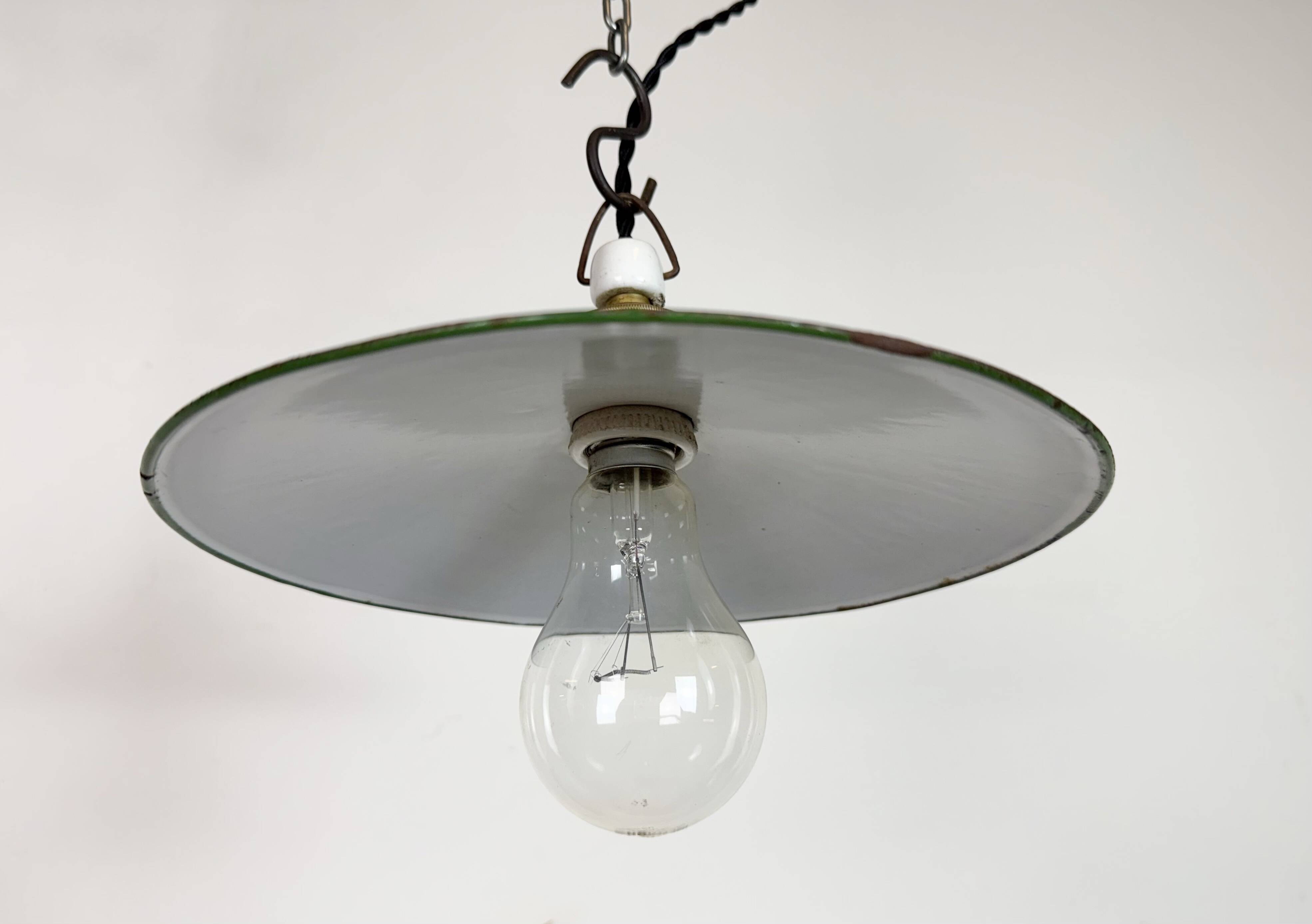 Industrial Green Enamel Light, 1930s