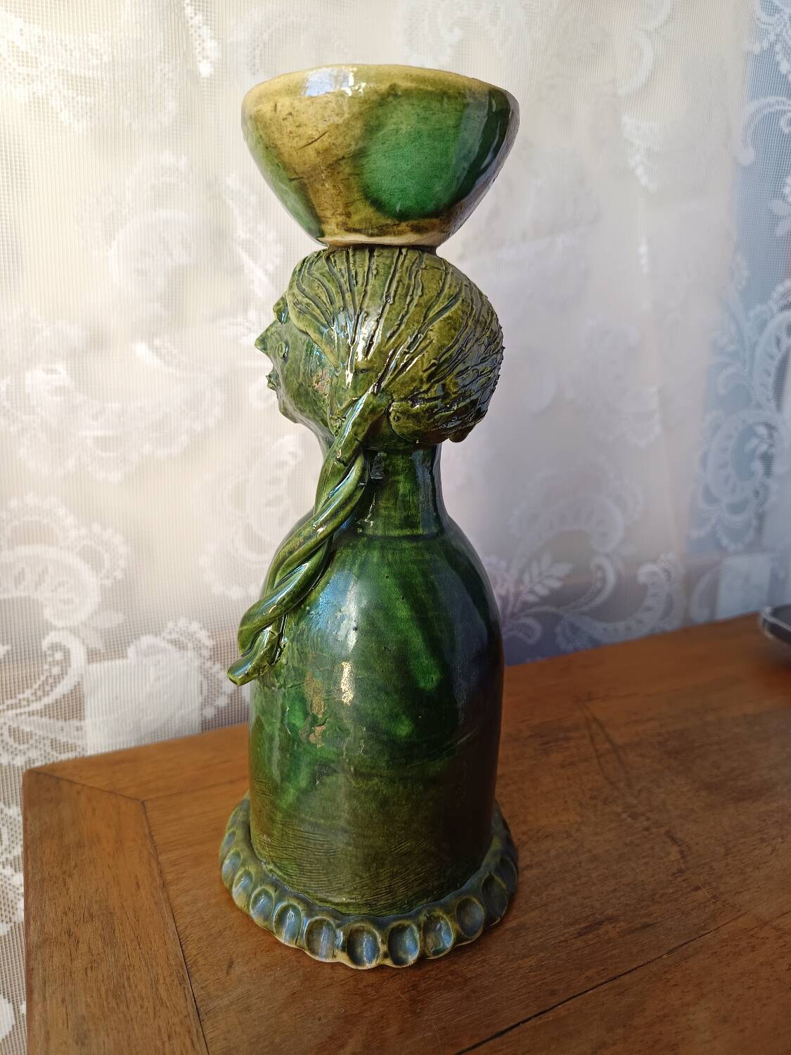 Vintage anthropomorphic candlestick in glazed ceramic - Cathy Wurge