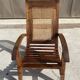 Set of 4 vintage armchairs in cane and wooden slats 1950