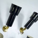 Set of five Stilnovo style spotlights in brass and lacquered metal. Italy