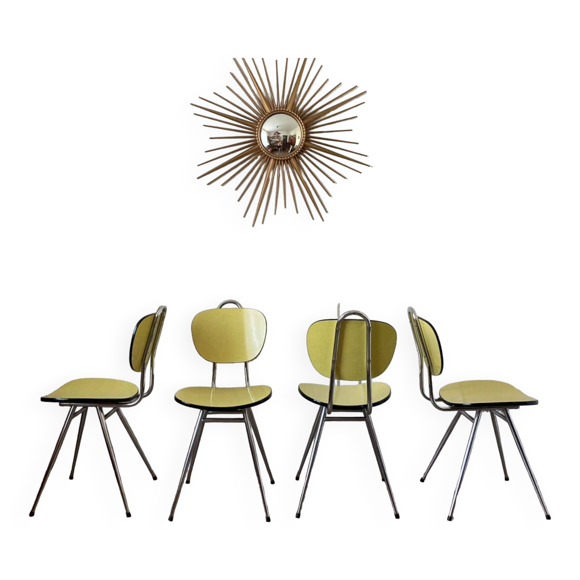 Lot de 4 chaises en Formica jaune