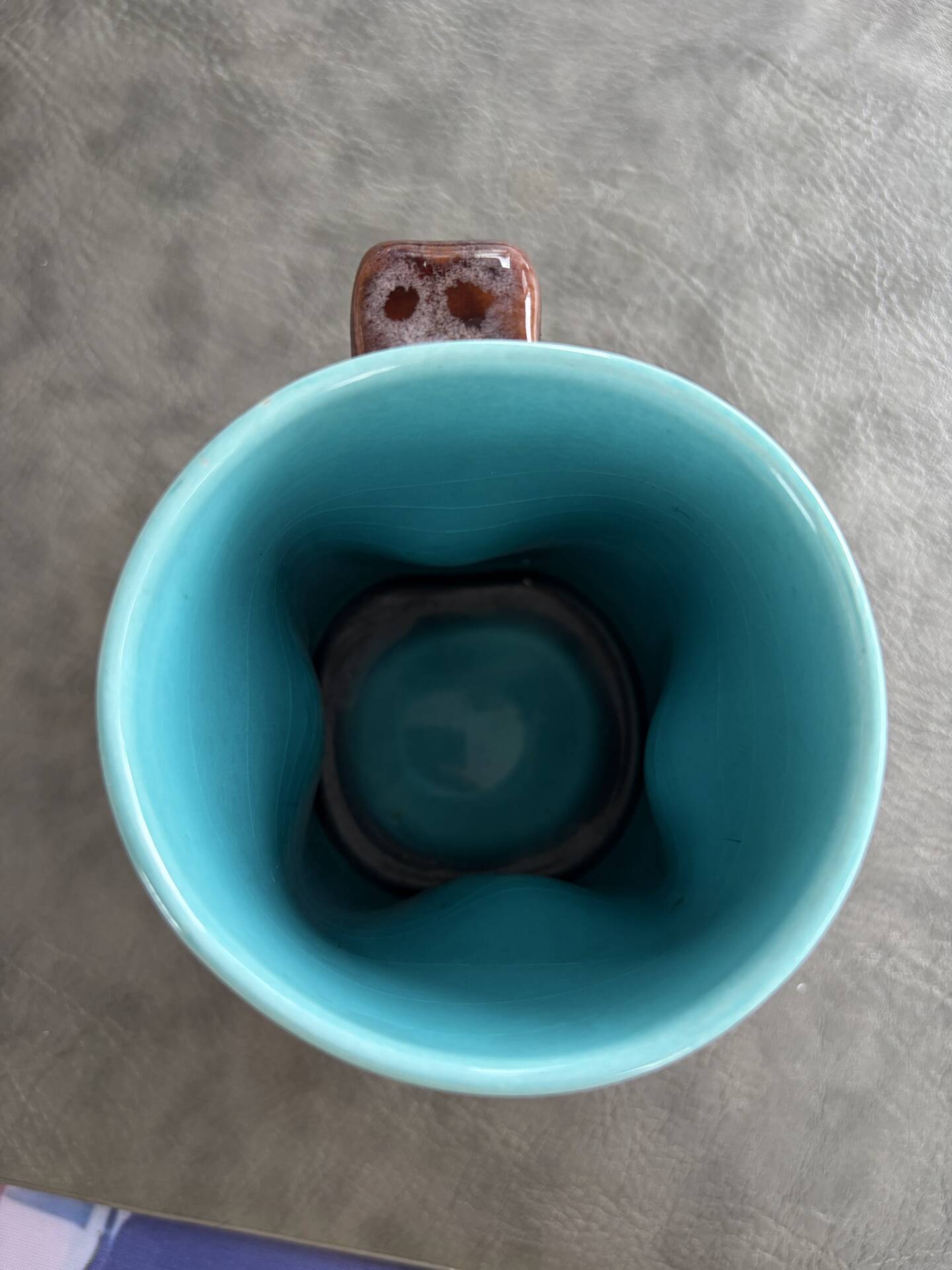 Vintage Vallauris cup blue green brown lava