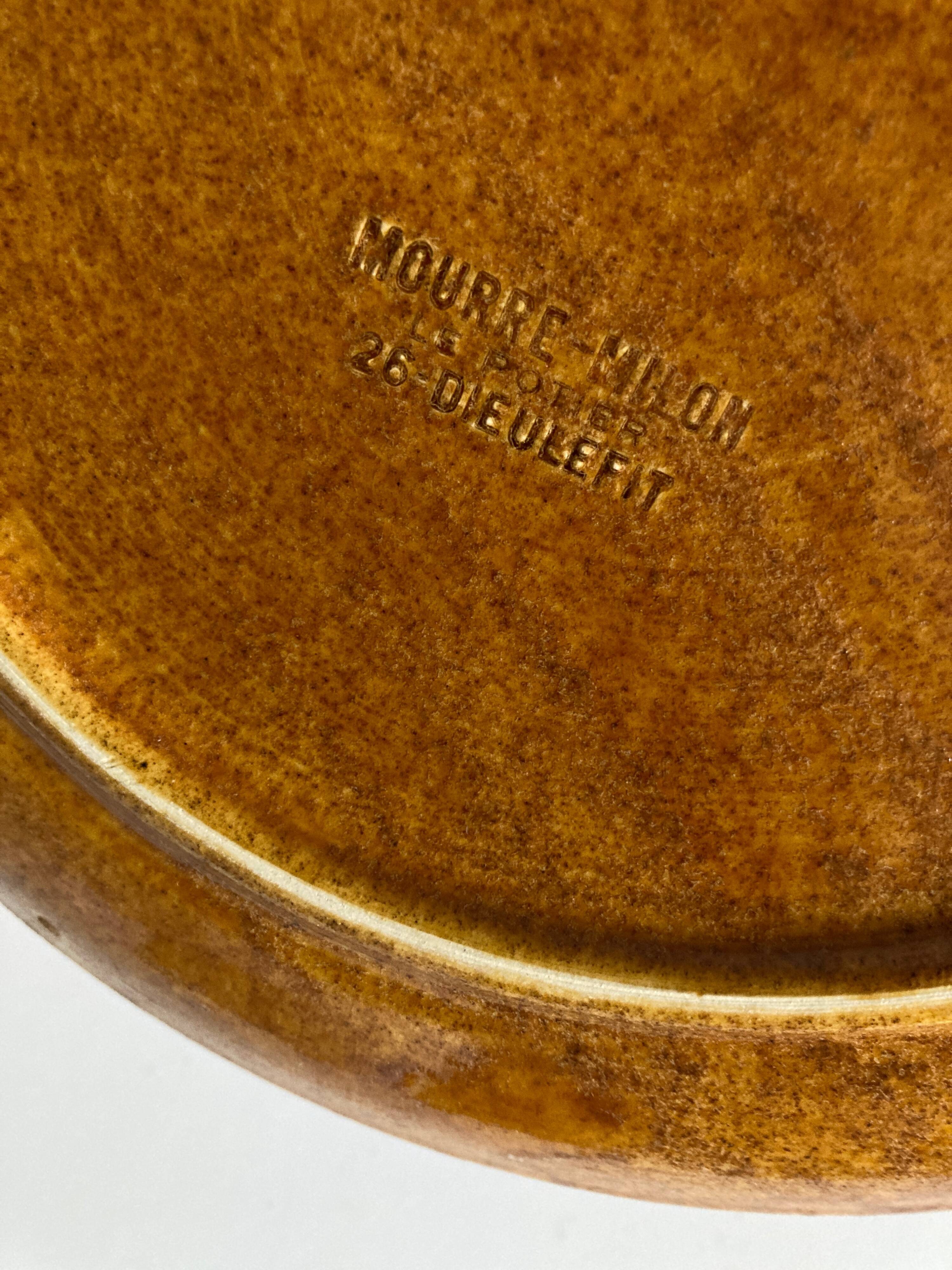 Set of 8 Dieulefit glazed earth plates workshop Mourre Milon 1970