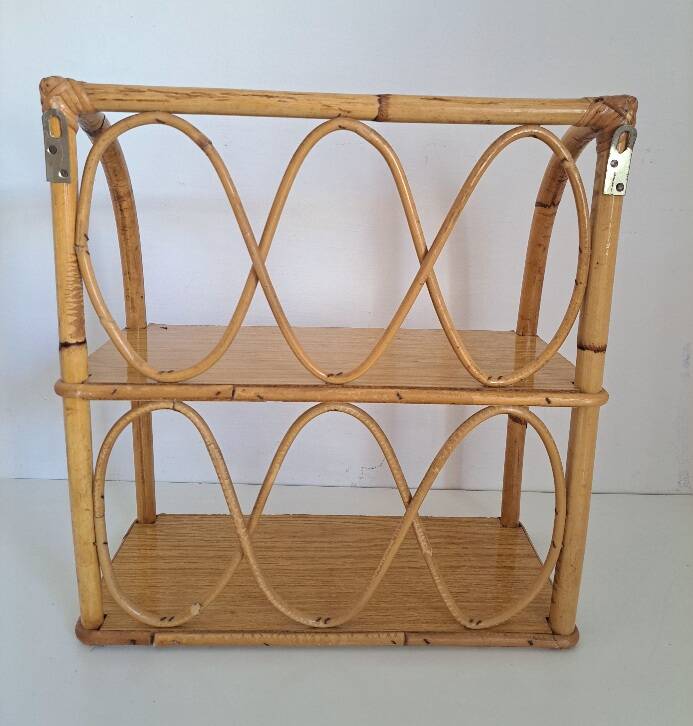 Set of bamboo wall shelves