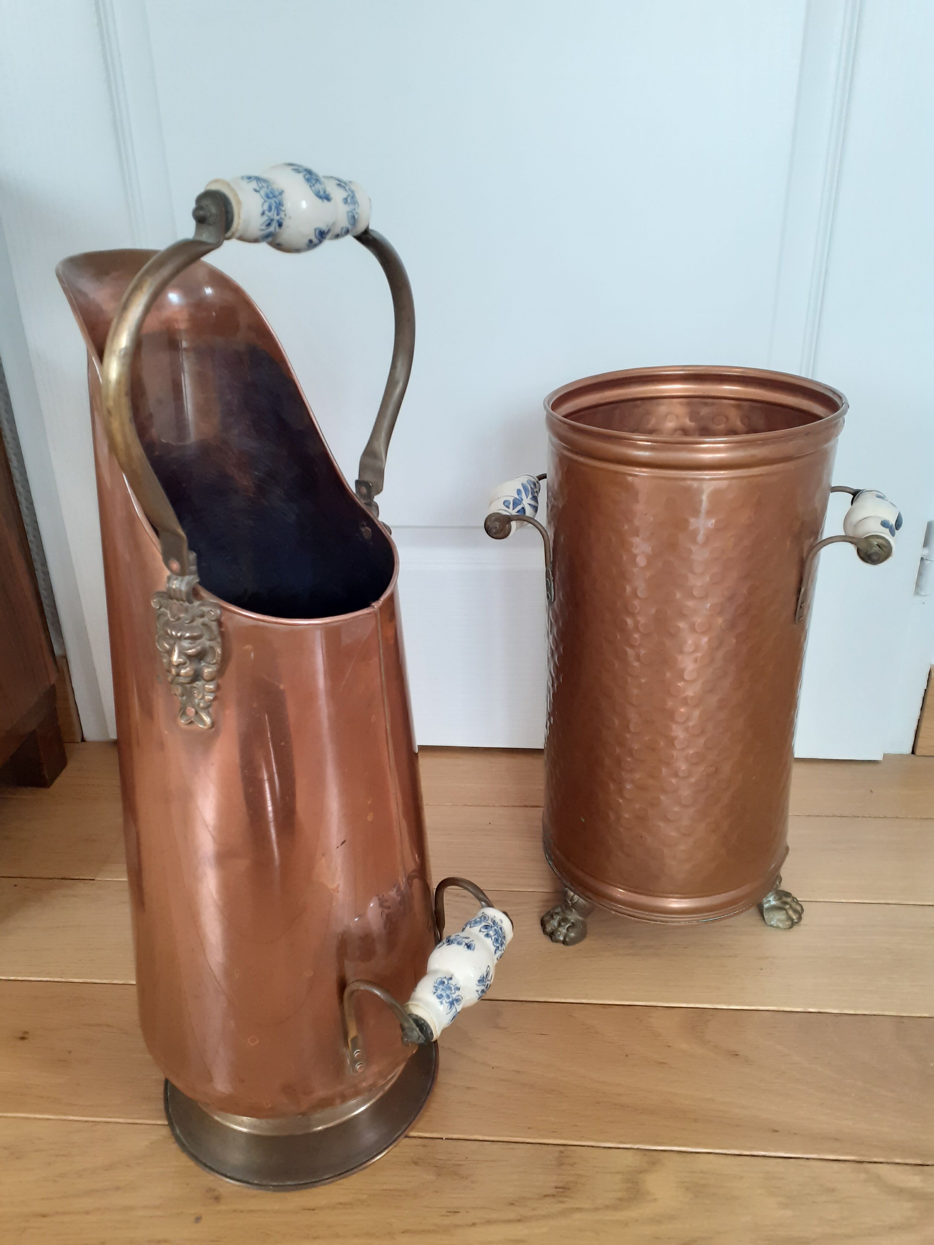 Old copper coal bucket