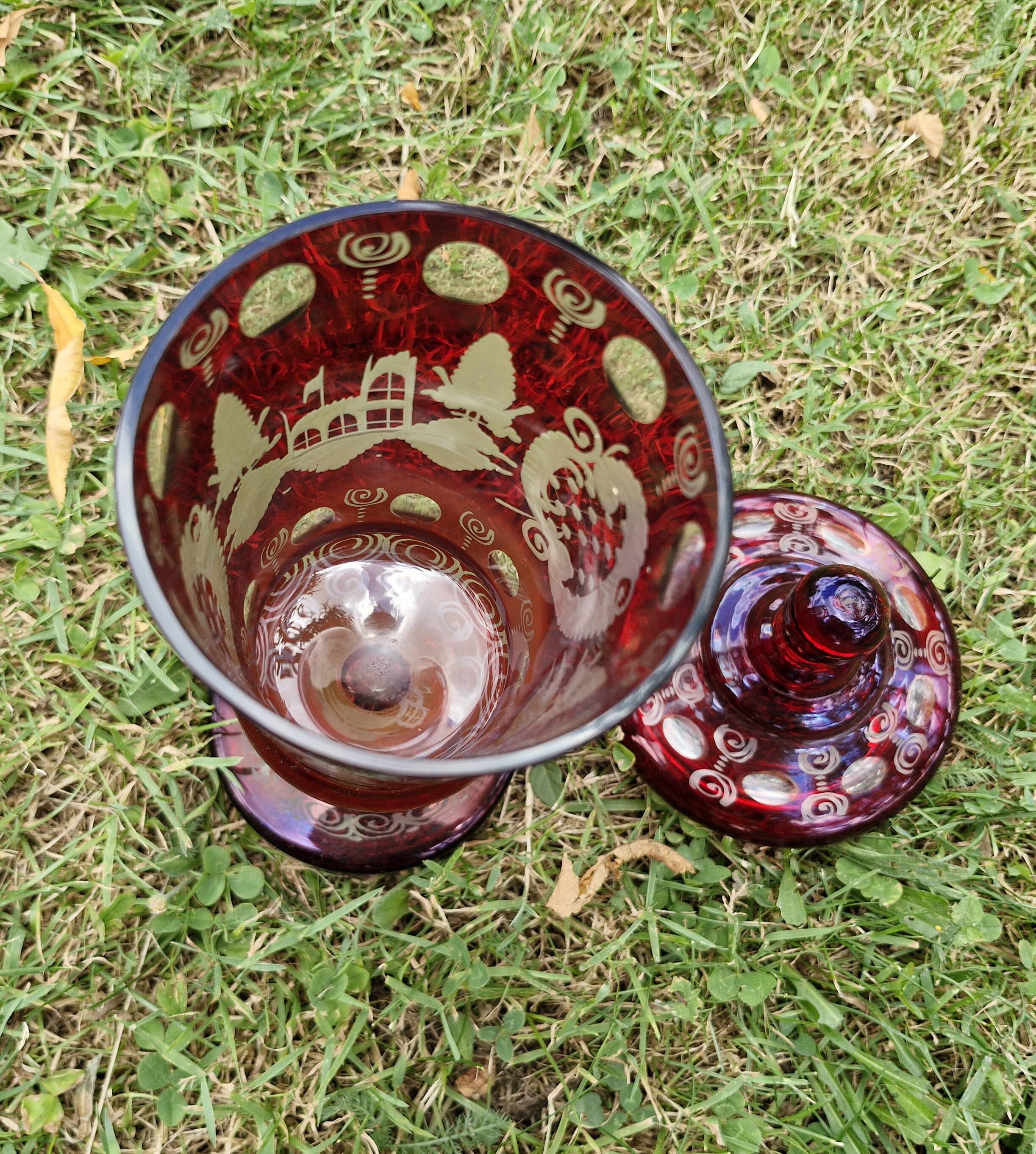 Engraved crystal vase