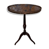 Varnished pedestal table brown color 3 feet classic style 1970s to 3 feet