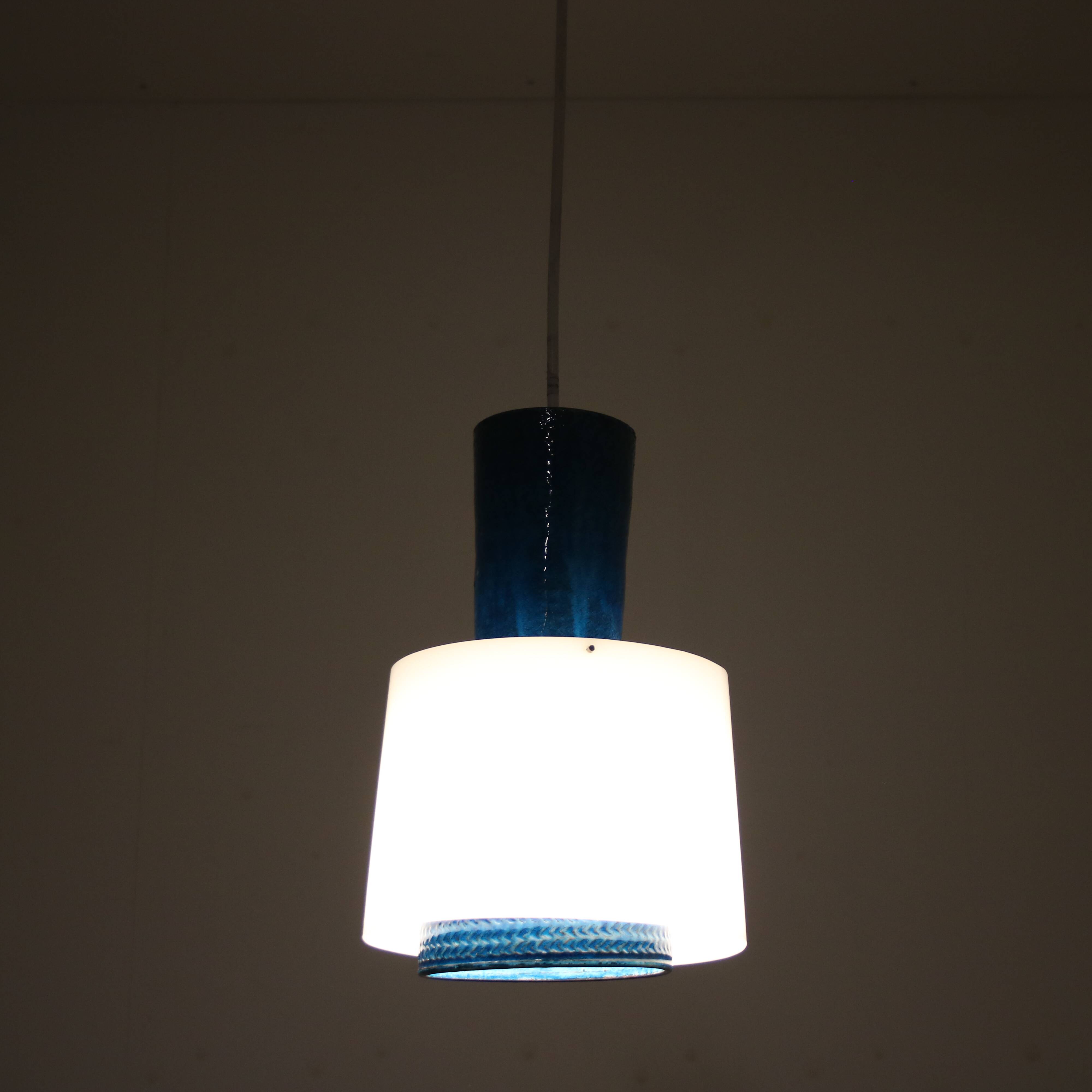 1960s Ceramics hanging lamp by Aldo Londi for Bitossi, Italy