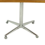 Table basse vintage avec plateau en bois et roulettes chromées, 90 cm