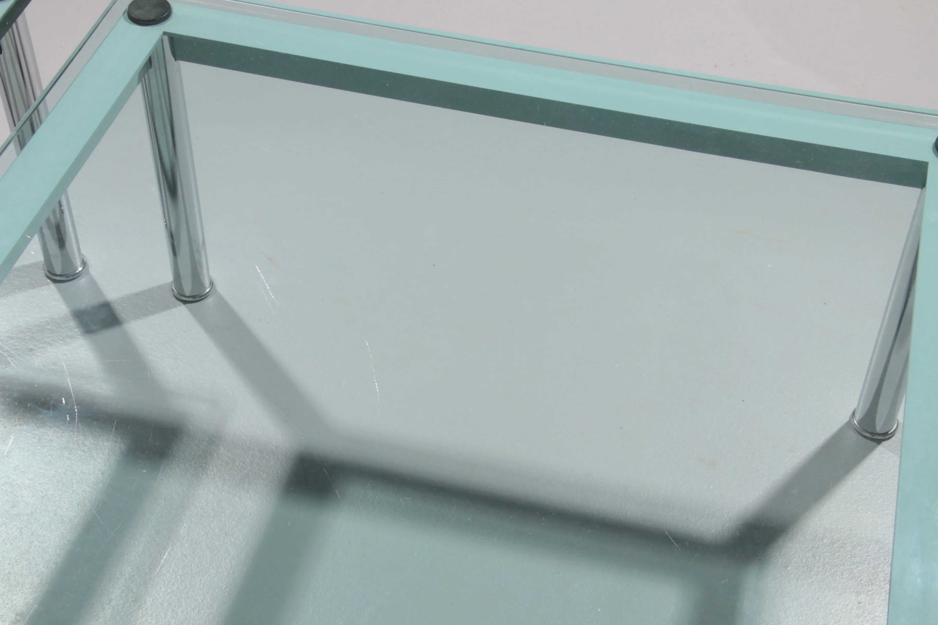 Cassina LC-10 coffee table by Le Corbusier – rare light blue glass edition