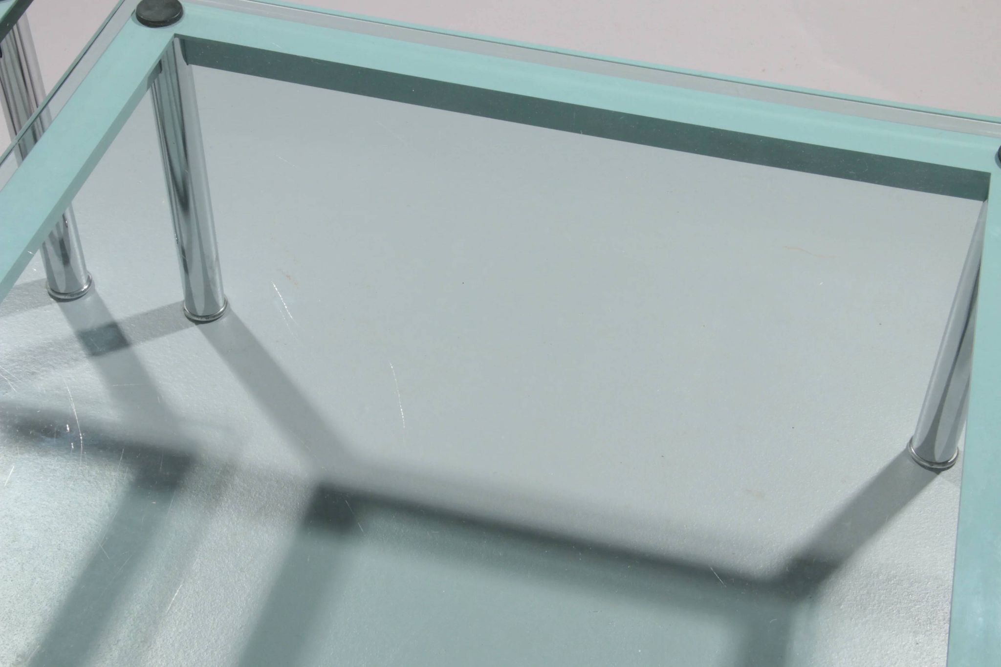 Cassina LC-10 coffee table by Le Corbusier – rare light blue glass edition