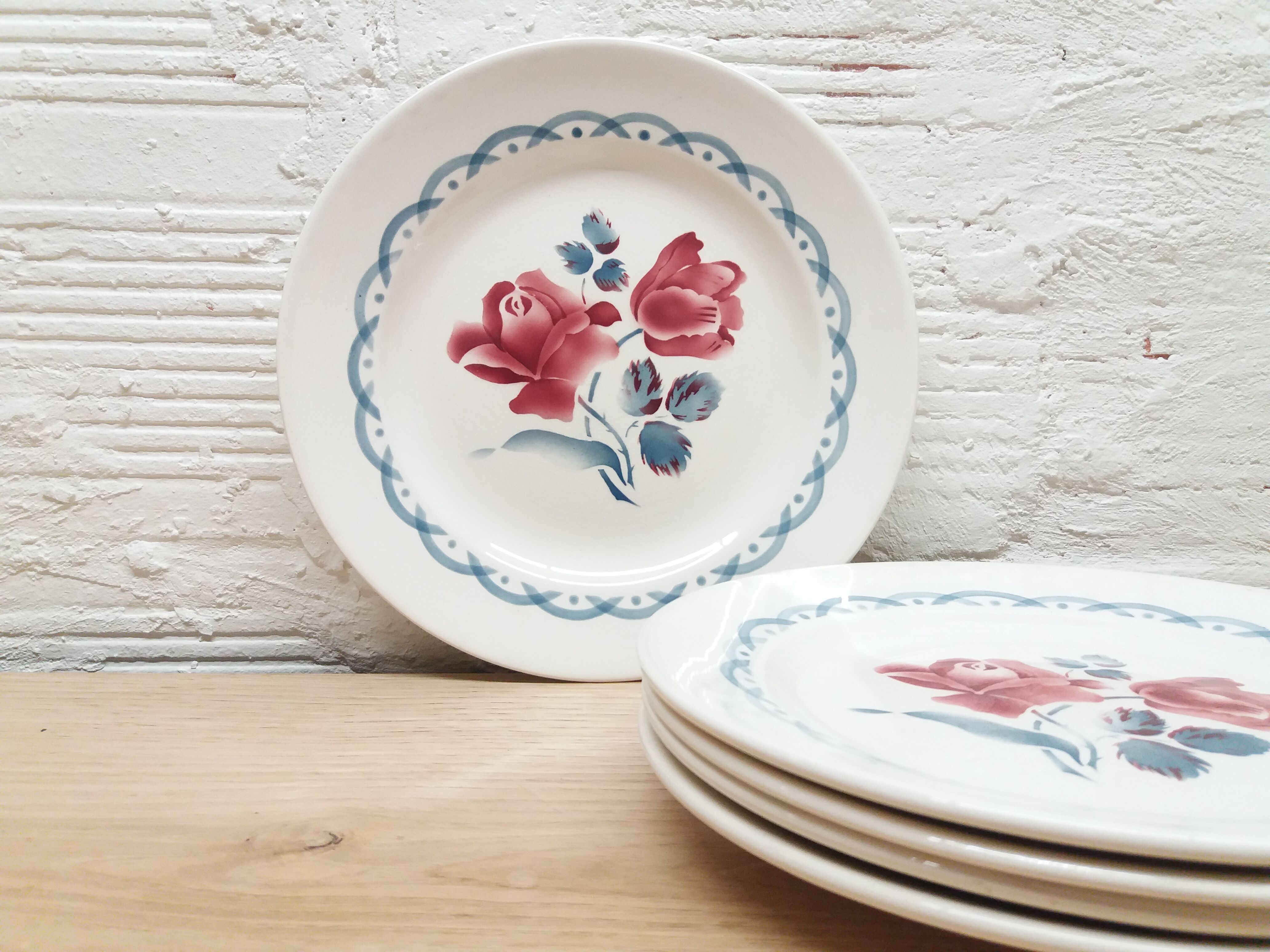 Set 5 Digoin dessert plates