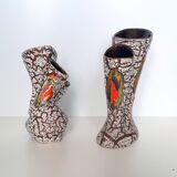 2 Vases of Vallauris in ceramic swaddled volcanic effect.