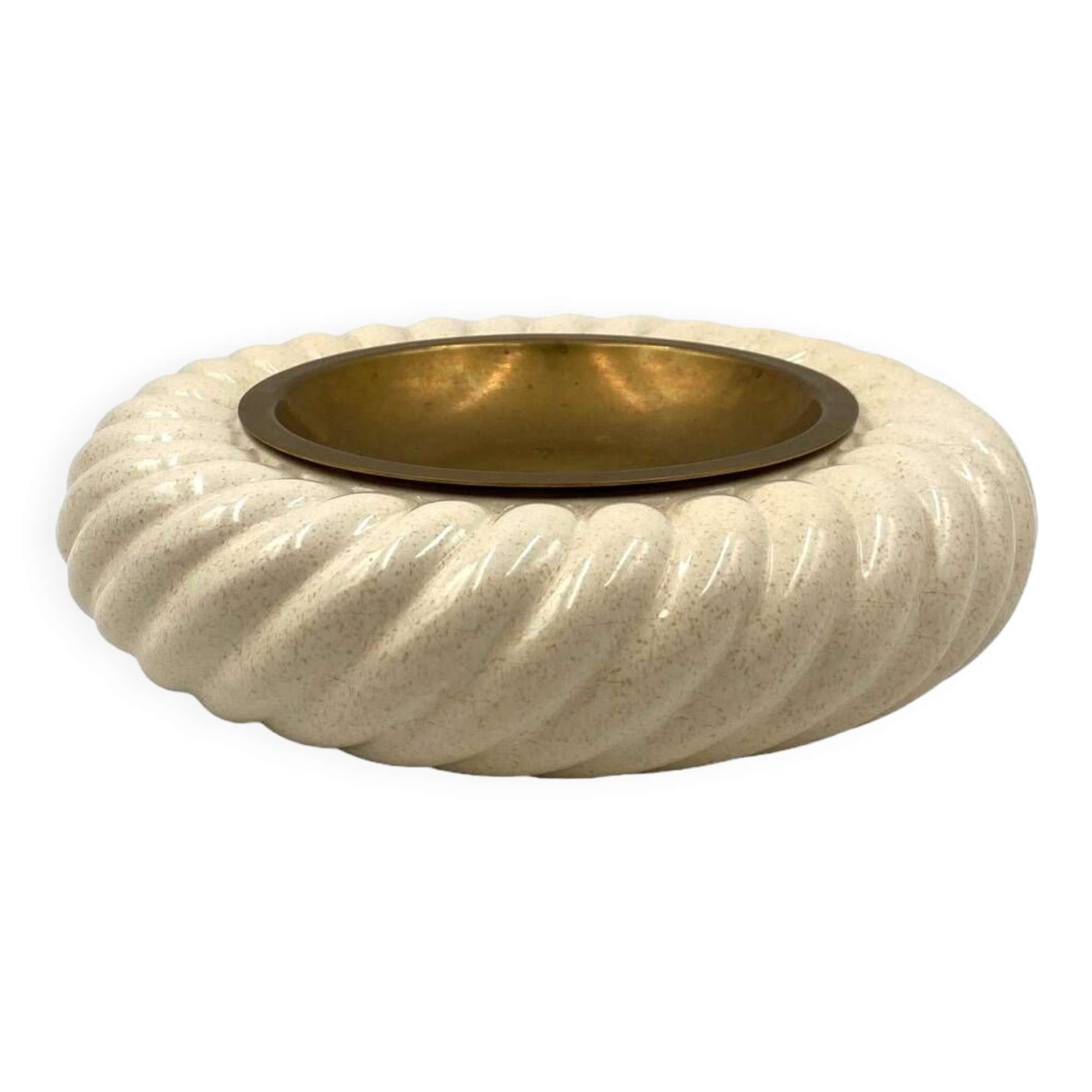 Tommaso Barbi, cream ceramic ashtray / vide poche, B Ceramiche, ca. 1970
