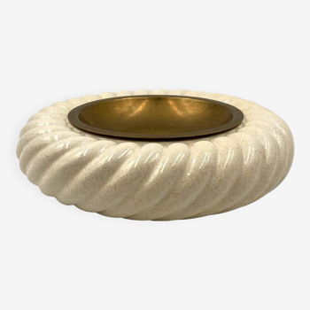 Tommaso Barbi, cream ceramic ashtray / vide poche, B Ceramiche, ca. 1970