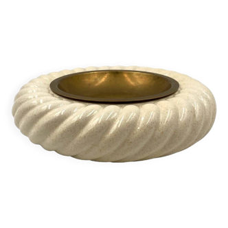 Tommaso Barbi, cream ceramic ashtray / vide poche, B Ceramiche, ca. 1970