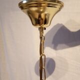 70s painted smoked glass and brass hanging lamp