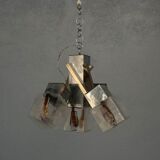 Lustre 1970 design verre et inox